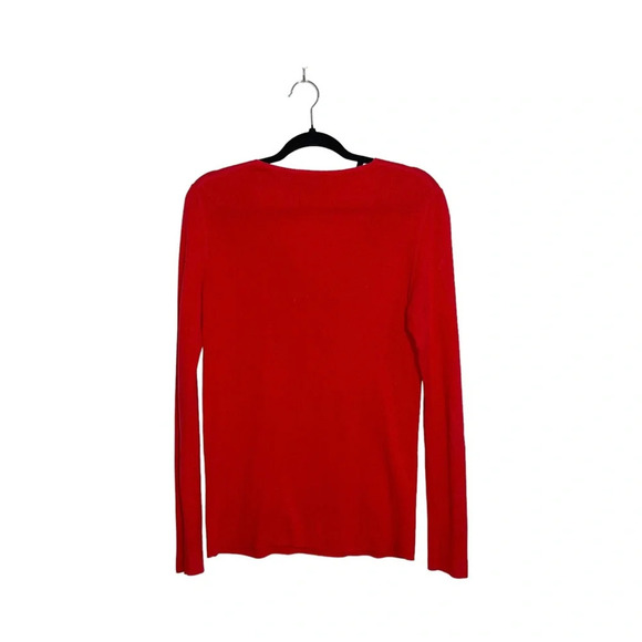 Banana Republic V-neck Sweater Bright Red Fitted Pullover Cozy Large Women’s - Picture 5 of 9
